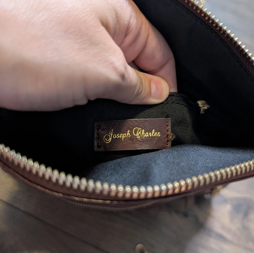 Joseph Charles Brown and Gold Faux Leather Cross‎ Body
